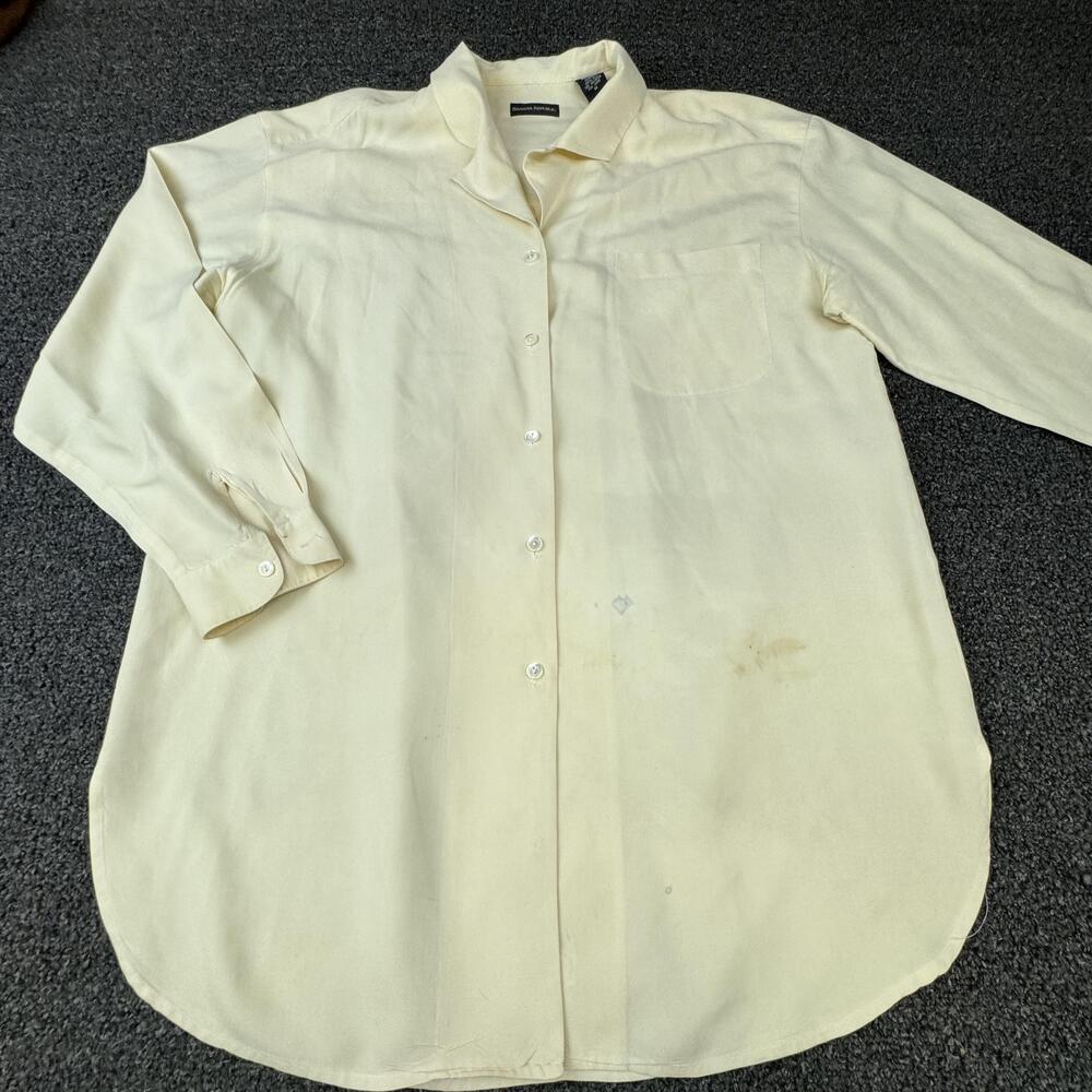 Banana Republic Button-Up Tunic Womens M White Silk Collared Relaxed Pockets